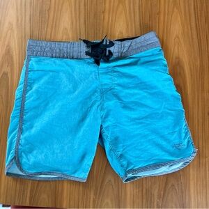 Men's Turquoise and Gray Swim Shorts